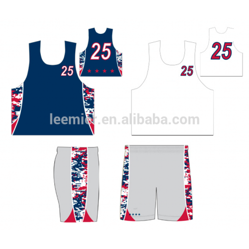 New camo design reversible pinnies and shorts Lacrosse uniforms for men
